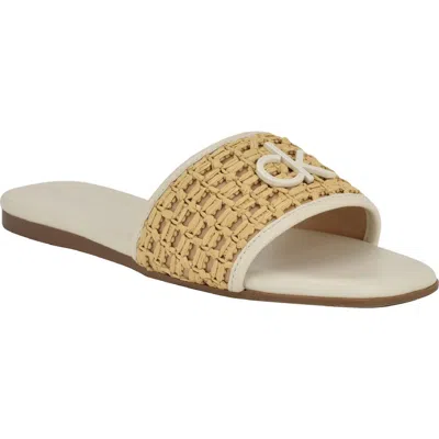 Calvin Klein Yolla Slide Sandal In Light Natural/white