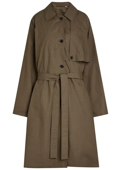 Calvin Klein Zeland Belted Cotton Trench Coat In Brown