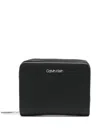 Calvin Klein Zip-around Logo Wallet In Black