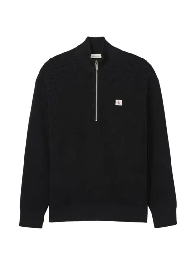 Calvin Klein Zip Fastening Sweater In Blue