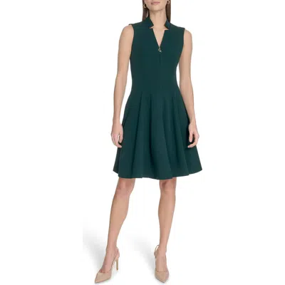 Calvin Klein Zip Front A-line Dress In Green