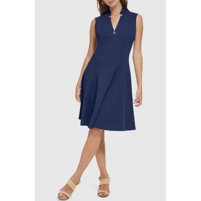Calvin Klein Zip Front A-line Dress In Purple
