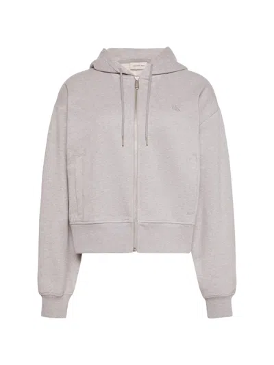 Calvin Klein Zip Hoodie In Gray