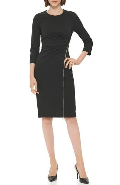 Calvin Klein Zip Sheath Dress In Black