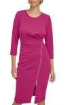 Calvin Klein Zip Sheath Dress In Boysenberry