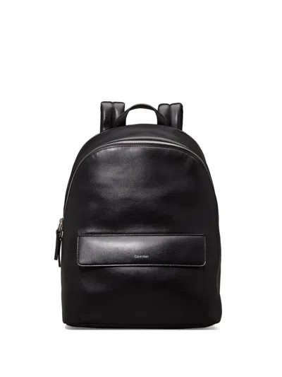Calvin Klein Zip-top Flap-pocket Backpack In Black