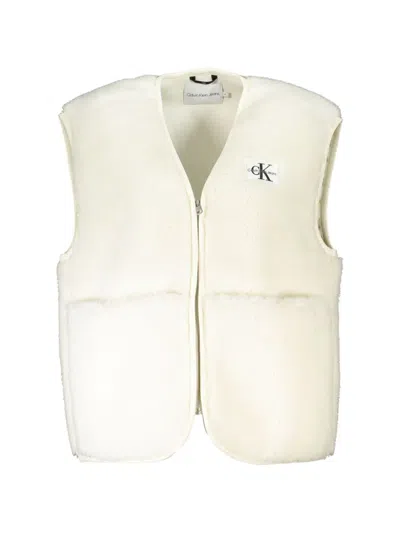 Calvin Klein Chic Sleeveless Coat With Bold Women's Pockets In Neutral
