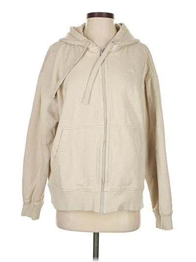 Pre-owned Calvin Klein Zip Up Hoodie In Tan