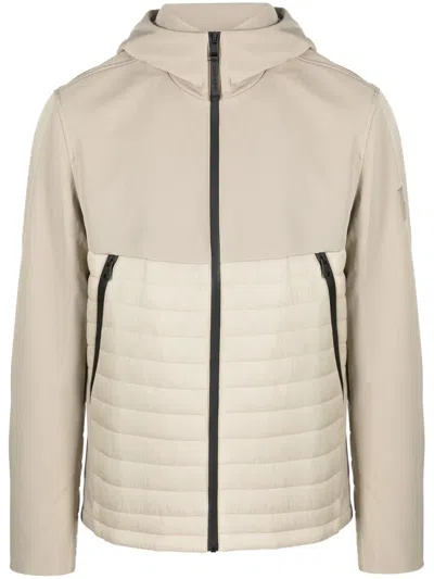 Calvin Klein Zip-up Padded Hooded Jacket In Neutrals