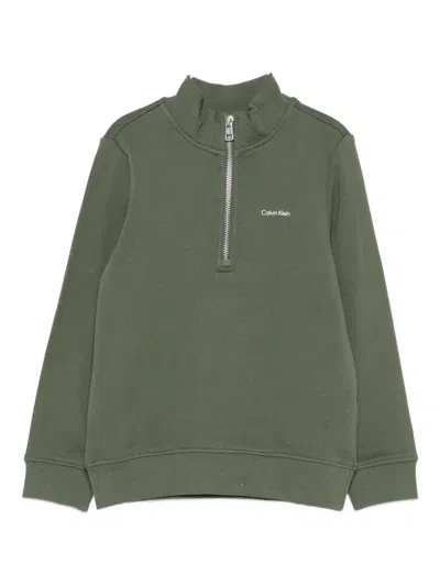 Calvin Klein Kids' Zip-up Sweatshirt In Green