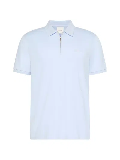 Calvin Klein Zip-fastening Logo-patch Polo Shirt In Blue