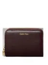 Calvin Klein Zipped Leather Wallet In Red