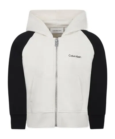 Calvin Klein Kids' Zippered Sweatshirt In Ivory