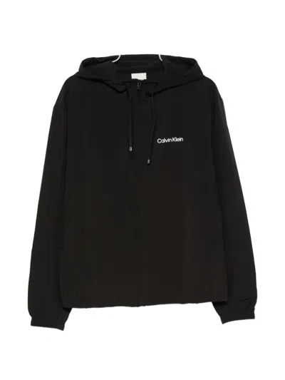 Calvin Klein Zip-up Hooded Jacket In Black