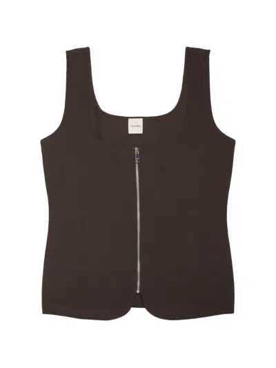 Calvin Klein Zip-up Sleeveless Vest In Brown