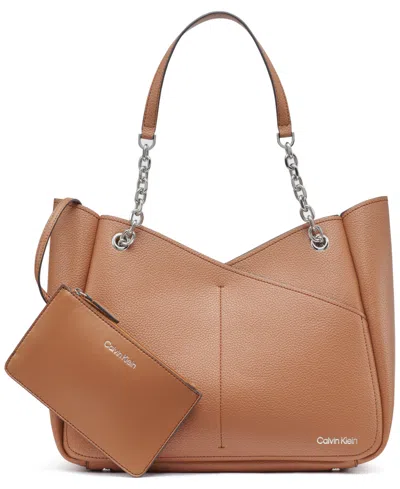 Calvin Klein Zoe Large Tote Bag In Caramel