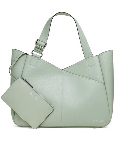 Calvin Klein Zoe Tote With Pouch In Green