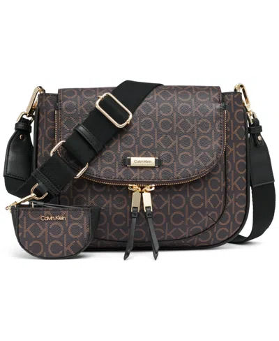 Calvin Klein Zulle Crossbody In Brown Khaki,black