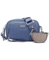 Calvin Klein Zulle Top Zipper Camera Bag With Signature Hang Off In Blue Multi