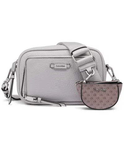 Calvin Klein Zulle Top Zipper Camera Bag With Signature Hang Off In Cherub White