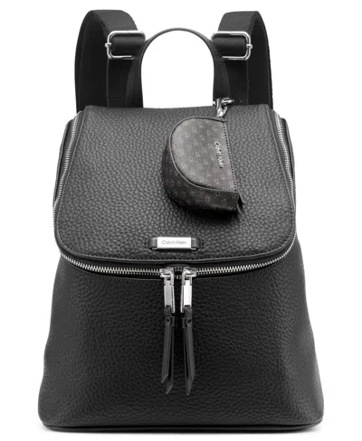Calvin Klein Zulle Zip-around Backpack With Signature Hang Off In Black,silver
