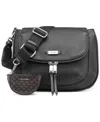 Calvin Klein Zulle Zip-around Crossbody With Signature Hang Off In Black,silver
