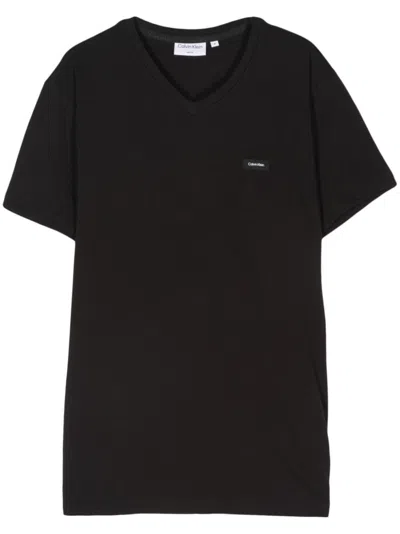 Calvin Klein Logo-appliqué T-shirt In Blue