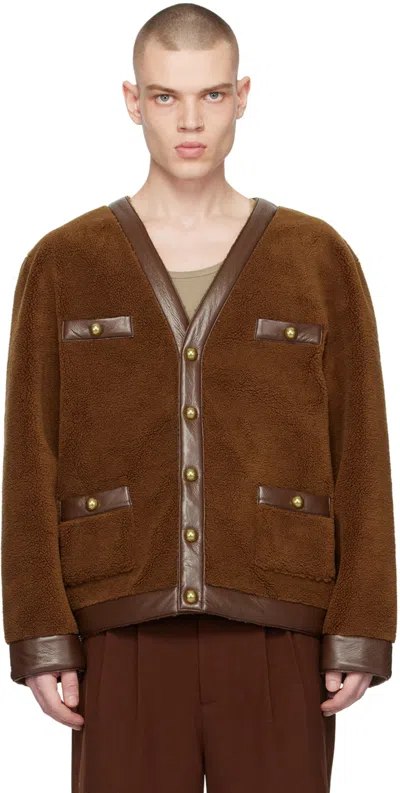 Calvin Luo Brown Y-neck Cardigan