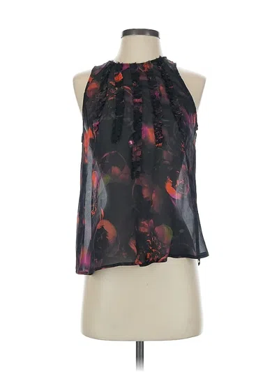 Pre-owned Calvin Rucker Sleeveless Silk Top Black Halter Neckline Tops