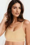 Calypsa Adjustable Strap Clasp Swim Bra In Brown