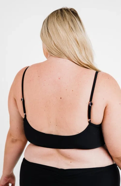 Calypsa Adjustable Strap Swim Bra In Black