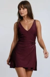 Calypsa Alana Wrap-style Swim Dress With Hidden Bottoms And Adjustable Straps In Brown