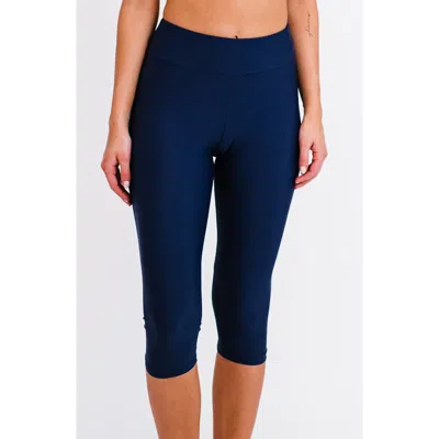 Calypsa Capri Swim Leggings In Blue