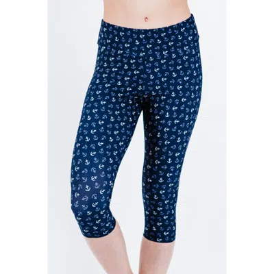 Calypsa Capri Swim Leggings In Blue