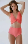 Calypsa Emery 2-piece Wrap Style Swim Set With Reversible Top And High-waisted Bottom In Pink