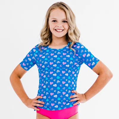 Calypsa Kids' Girl's Short Sleeve Lily Swim Top In Gray