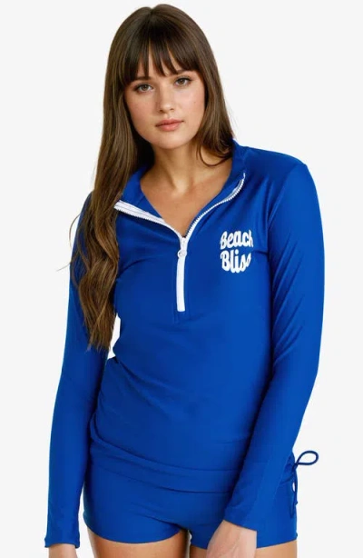 Calypsa Half-zip Nora Swim Top In Blue