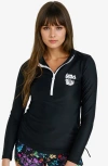 Calypsa Half-zip Nora Swim Top In Black
