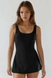 Calypsa Hayley Tankini-style Swim Dress With Adjustable Straps And Hidden Bikini Bottoms In Black