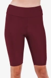 Calypsa Long Bike Swim Shorts In Burgundy