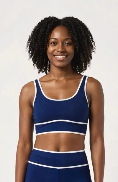 Calypsa Long Line Swim Bra Two-toned Collection In Blue