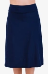 Calypsa Long Swim Skort With Capri Leggings In Blue