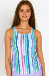 Calypsa Plus Size Maya Tankini Swim Top With Built-in Bra In Multi