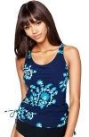 Calypsa Maya Tankini Swim Top With Removable Cups In Blue