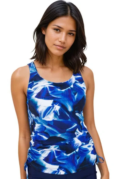 Calypsa Maya Tankini Swim Top With Removable Cups In Blue