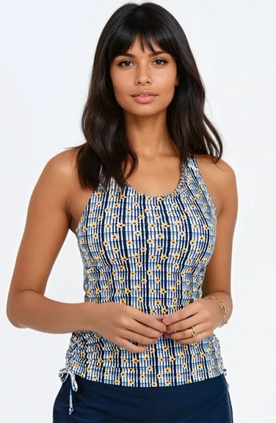 Calypsa Maya Tankini Swim Top With Removable Cups In Blue