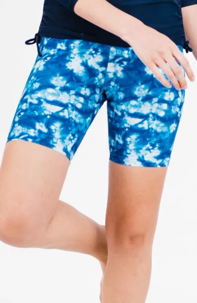 Calypsa Mid-thigh Swim Shorts In Blue
