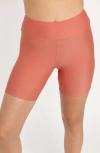 Calypsa Mid-thigh Swim Shorts In Brown