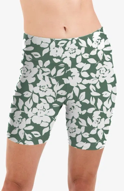 Calypsa Mid-thigh Swim Shorts In Green