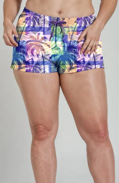 Calypsa Plus Size 2"-3" Board Shorts In Blue